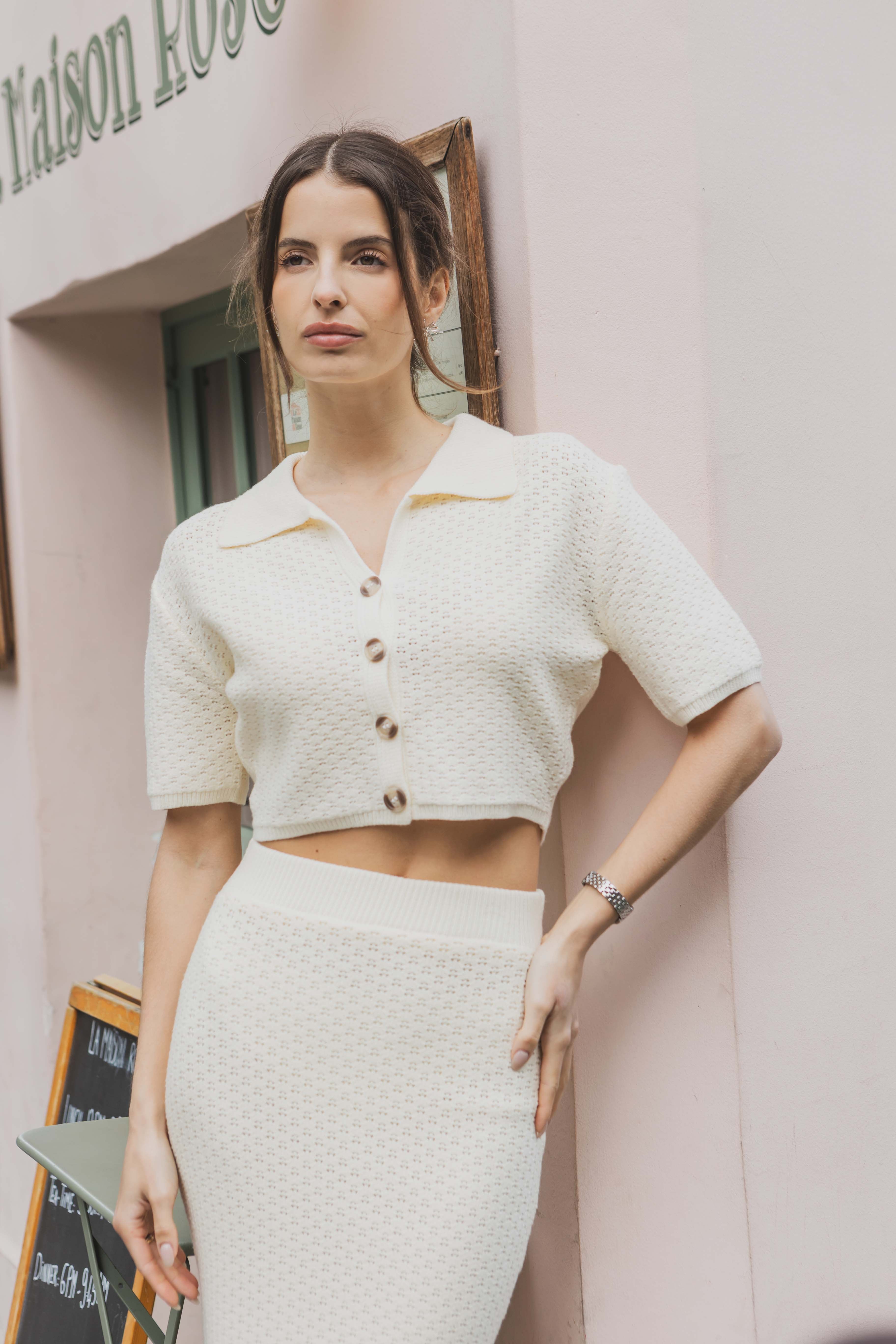 Ensemble en maille texturée