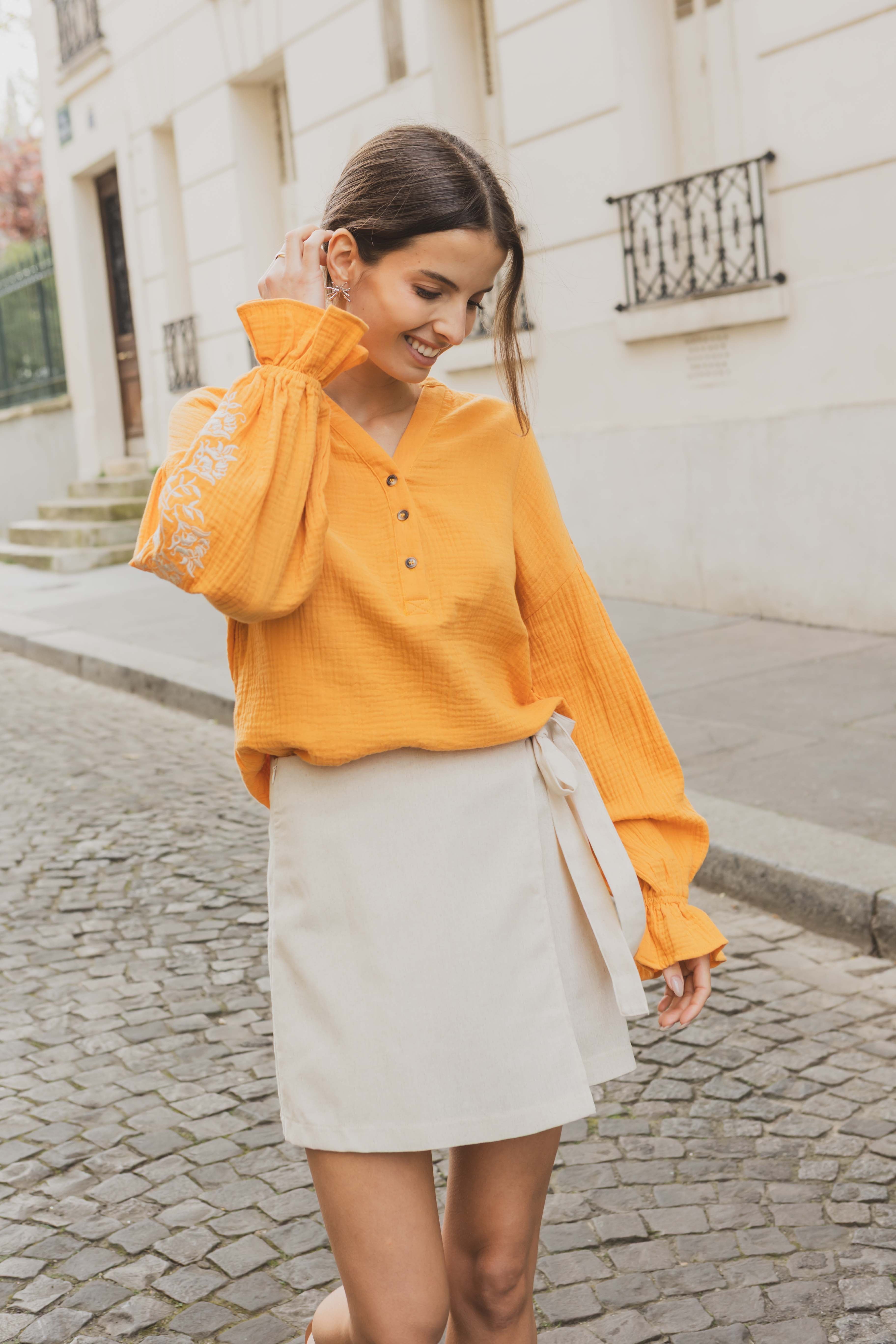Jupe-short en lin mélangé