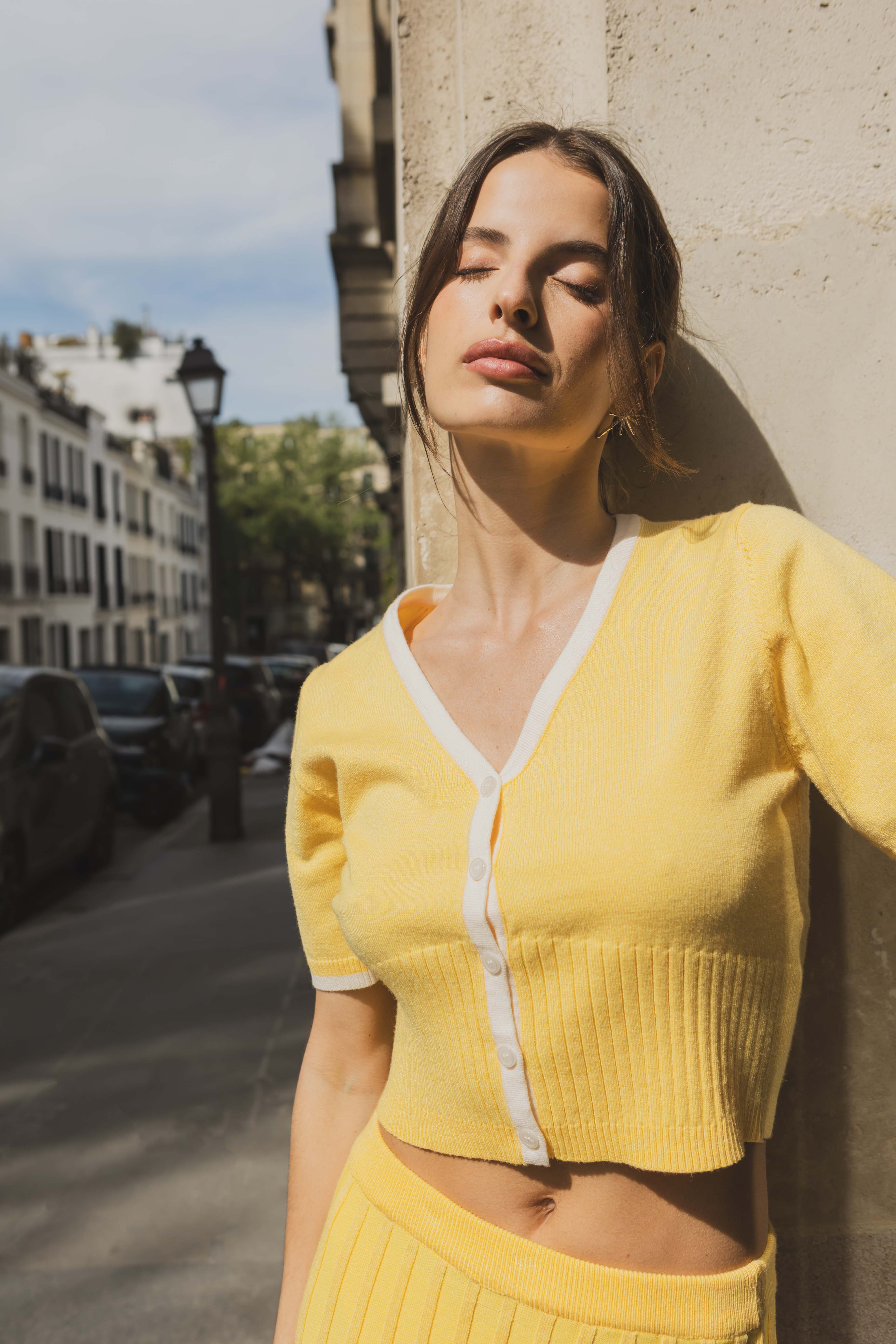 Ensemble en maille top et jupe plissée évasée