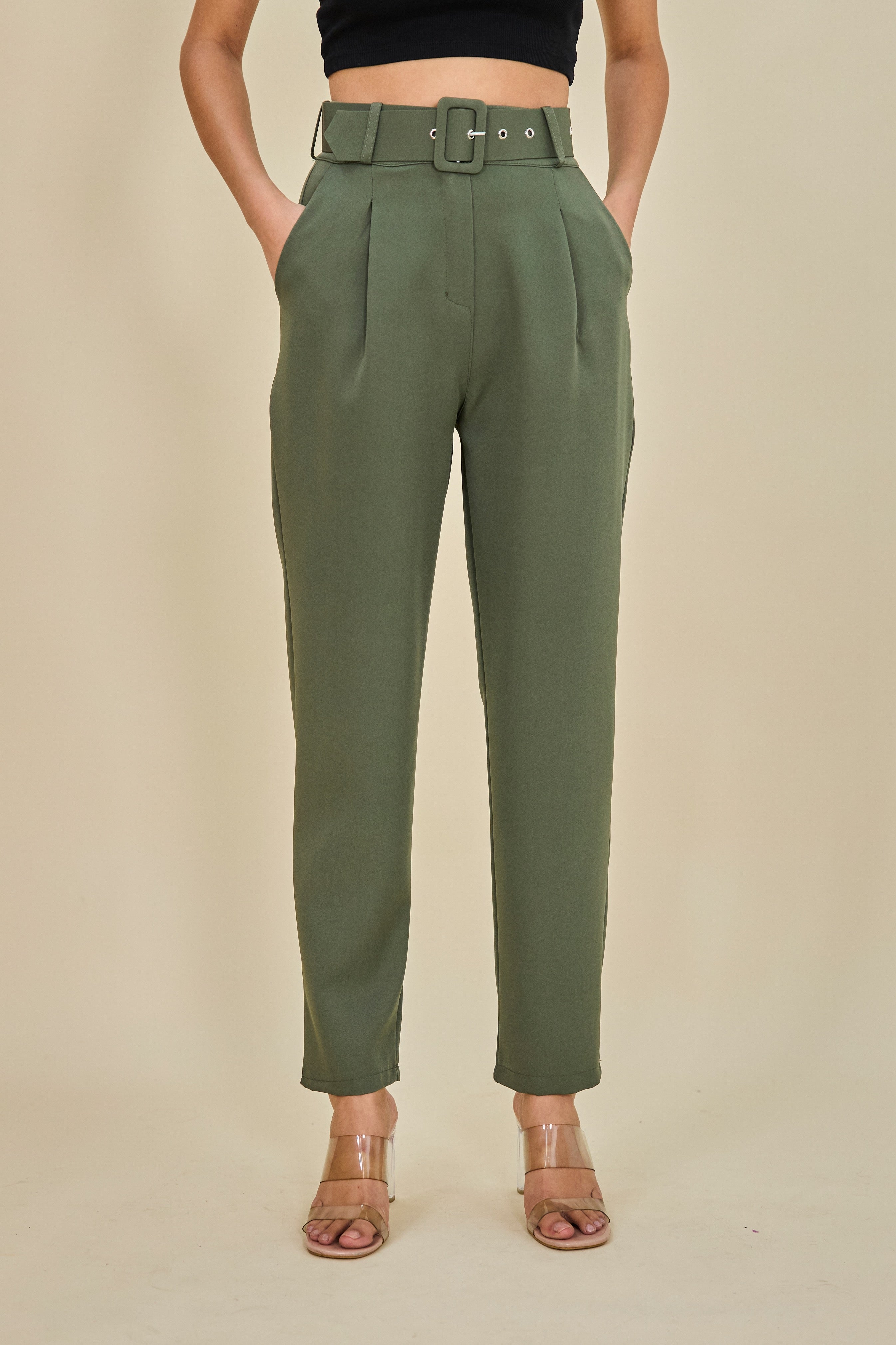 Trousers with belt P025